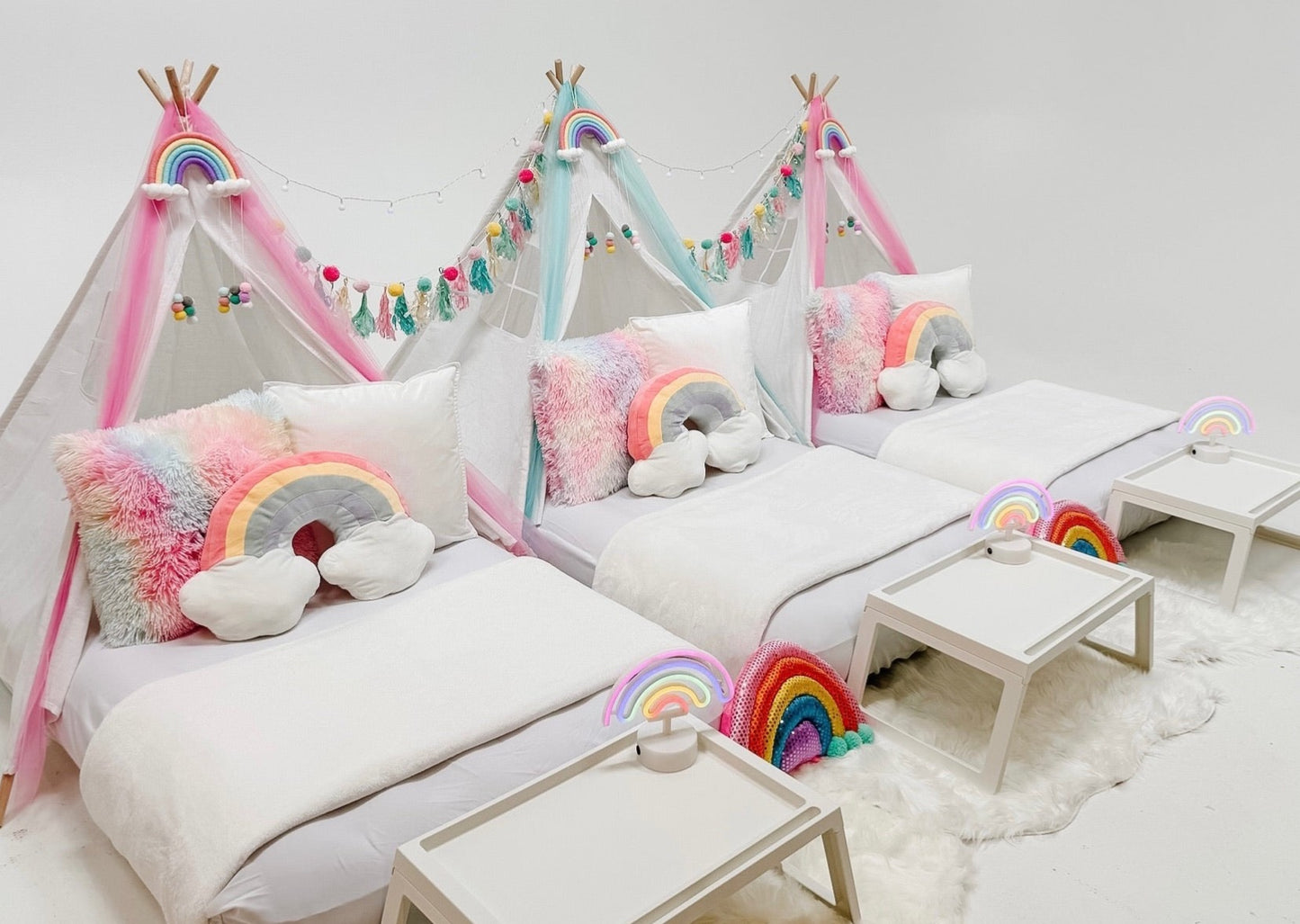 Rainbow Sleepover Party Tent Rental Dallas