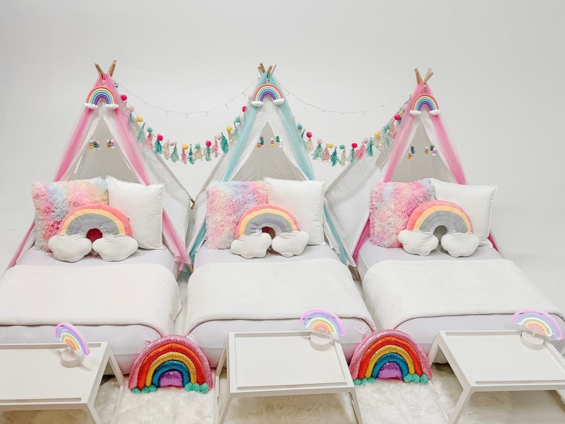 sleepover tents rent Rainbow Sleepover Party Tent Rental Dallas – Splendid Sleepovers