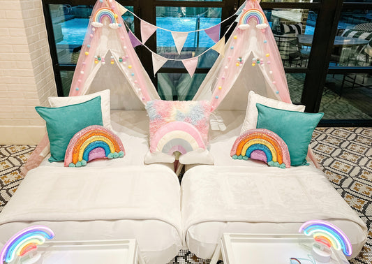 Rainbow Sleepover Party Tent Rental Dallas