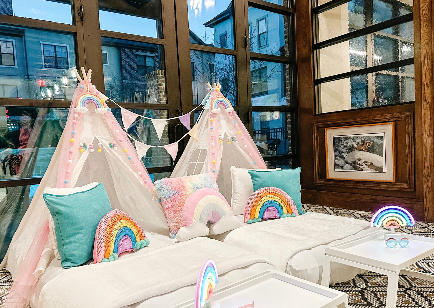 Rainbow Sleepover Party Tent Rental Dallas